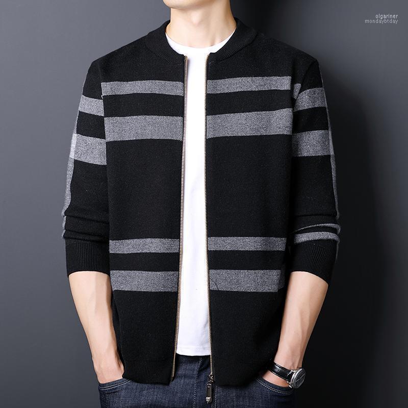 

Men's Sweaters Men Sweater Cardigan Zipper 2022 Arrival Autumn And Winter Stripe Male Knitted Coat Teenage Boys Korean Style M101 Olga22, Brown