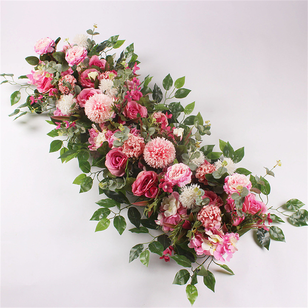 

9 Colors Decorative Flowers 100CM DIY Wedding Flower Wall Arrangement Supplies Silk Peonies Rose Artificial Row Decor Iron Arch Backdrop Ceremony Decoration