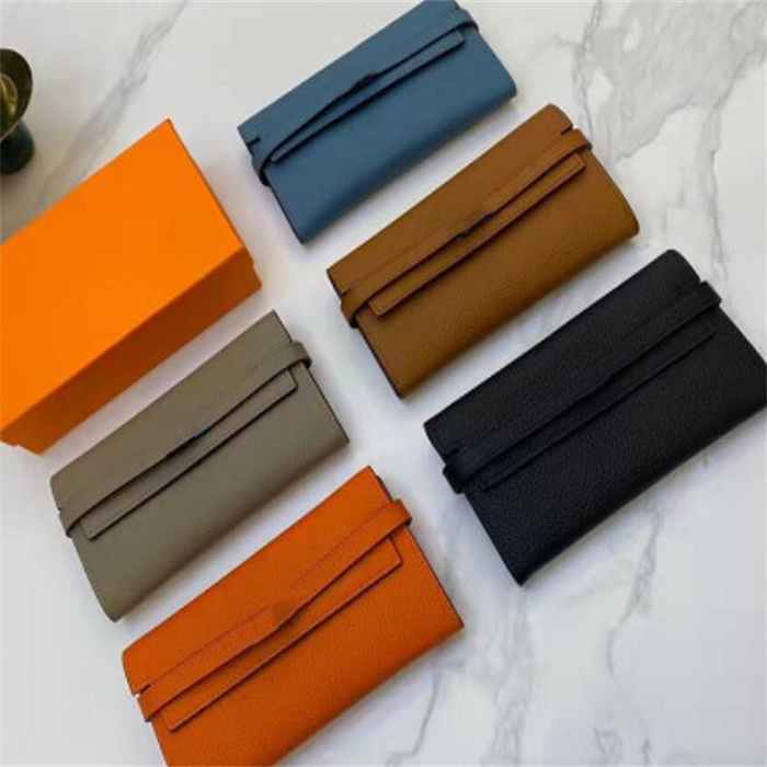 

2022 New Arrival Women Luxury Wallets First Layer Cowhide Leather Card Holders Designer Lock Wallet Long Purse, Blue