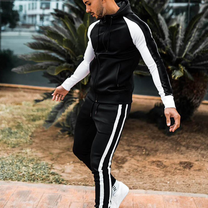 

Designer Tracksuit Fashion Brand Men Set Sweat Suits Sports Suit Hoodies Patchwork Stripe Jackets and Joggers Pants 2 Piece Sets Training Fitness Hooded Sportswear, Customize