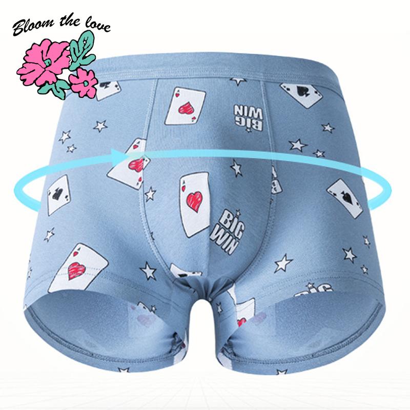 

Underpants [Bloom The Love] Poker Print Underwear Men Boxer Homme Mens Boxers Cotton Panties Cuecas Masculina Calzoncillos Hombre Man -3XL, Light red