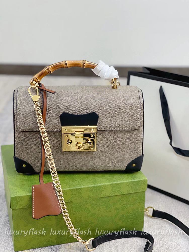 

New Bamboo Lock Bag Women Designer Crossbody Bags Shoulder Purses 22SS High Quality Messenger Tote Square Flowers Embroidery Handbags with Letters, Box(not sold separately)