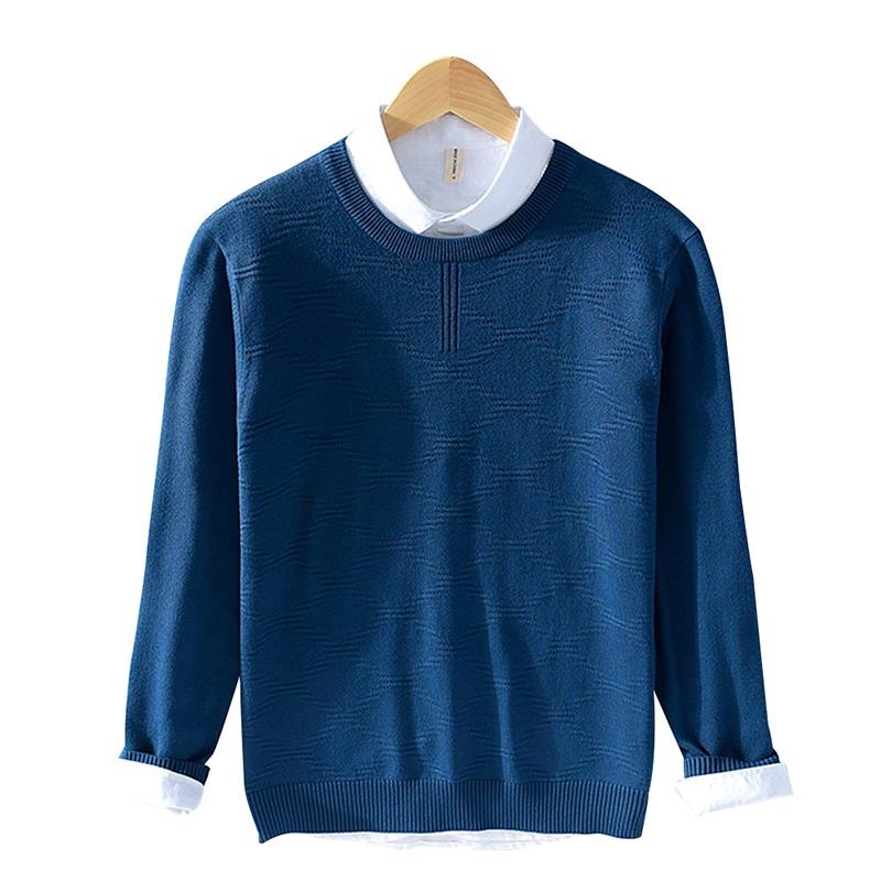 

Men's Sweaters Autumn Winter Slim Men's Round Neck Long-sleeved Thick Youth Tide Bottoming Knitted Sweater 20105Men's, Black