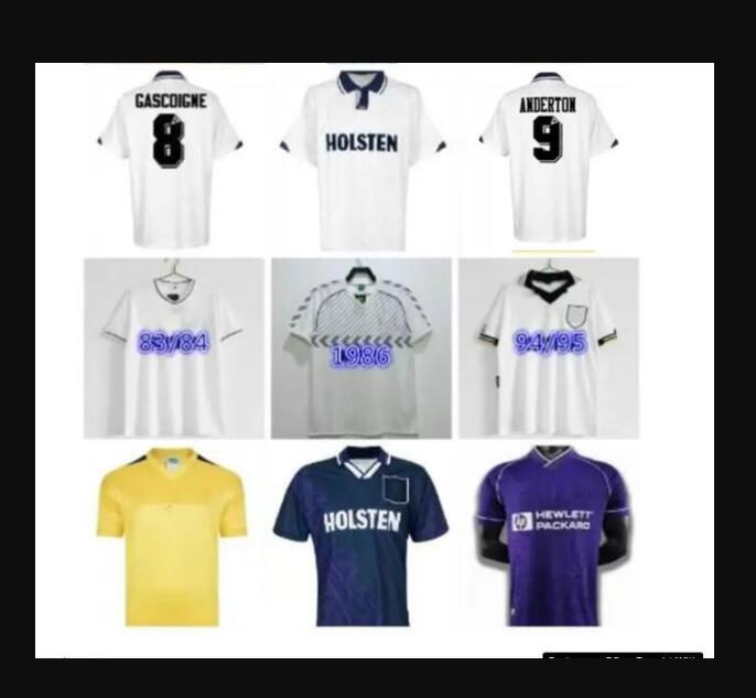 

1991 92 93 94 95 98 99 Tottenham Gascoigne retro soccer jersey CAMPBELL Mabbutt Ruddock Sheringham Lineker Klinsmann CARR FERDINAND football