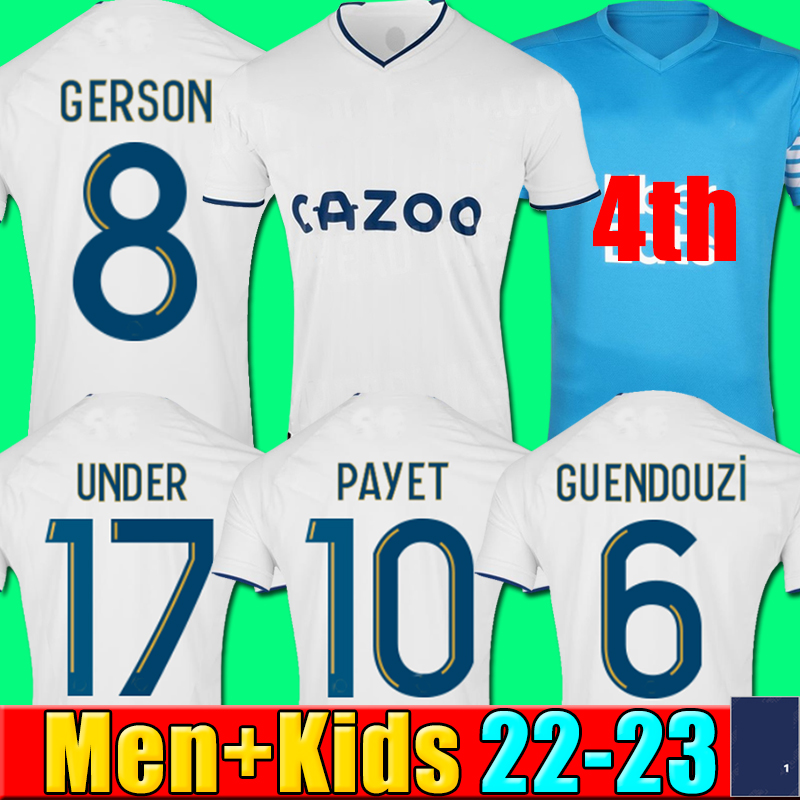 

22 23 marseilles 4th soccer jersey GERSON GUENDOUZI Under Olympique milik maillot de foot om 2022 2023 Camiseta RONGIER PAYET MEN KIDS football shirt, P12 21 22 away kids