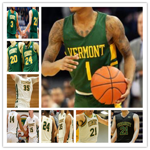Ncaa College Vermont Catamounts Maillot de basket-ball UVM Ryan Davis Ben Shungu Isaiah Powell Justin Mazzulla Aaron Deloney Finn Sullivan Kamero