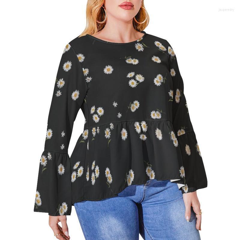

Women's Plus Size T-Shirt Nature Daisies T-Shirts White Floral Daisy Cute Woman Long-Sleeve Street Style Tshirt Pattern Top Tees 5XL 6XLWome