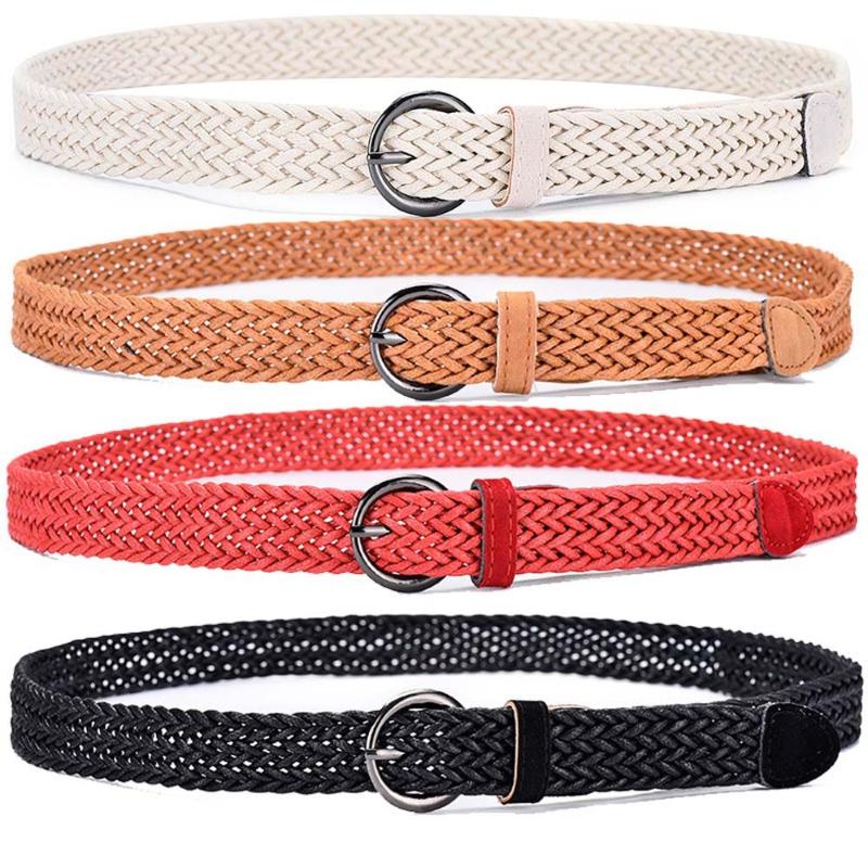 

Belts Vintage Metal Buckle Handmade Twist Braided Waistband Casual All-match Stretch Elastic Waist Belt For Women, Black