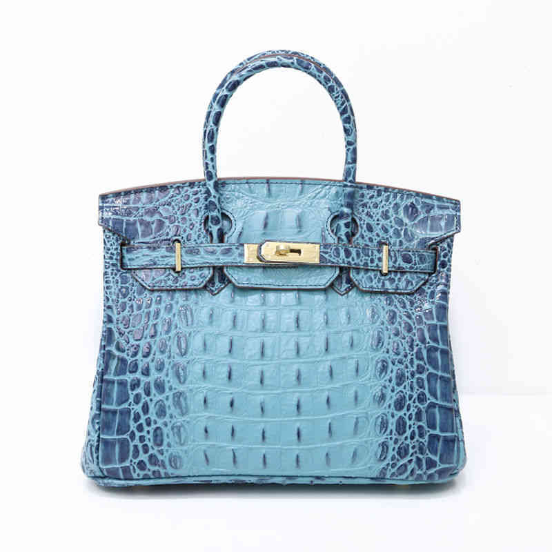 

French Brand Designer Luxury Bags Atmospheric Herme Style Leather Bag Crocodile Back Bone Pattern Hand Fashion Single Shoulder Diagonal Women's Large