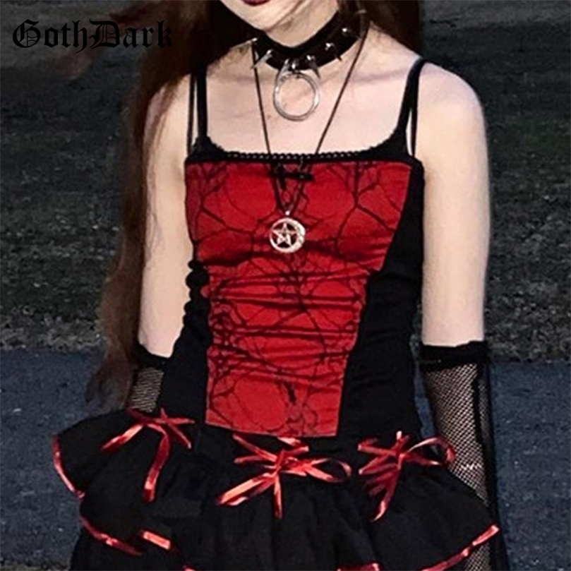 

Goth Dark Mall Goth Emo Harajuku Lace Camis E-girl Women Summer Aesthetic Clothes Bodycon Backless Strap Patchwork Crop Tops 220407, Pink
