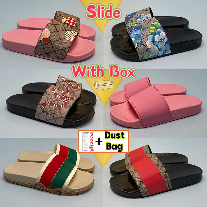 

Men Women Slippers Mens Stripe Slide Bloom Rubber Black Interlocking G Pursuit Pool Flora Matelasse Red White Summer Beach Sandals, Color 5