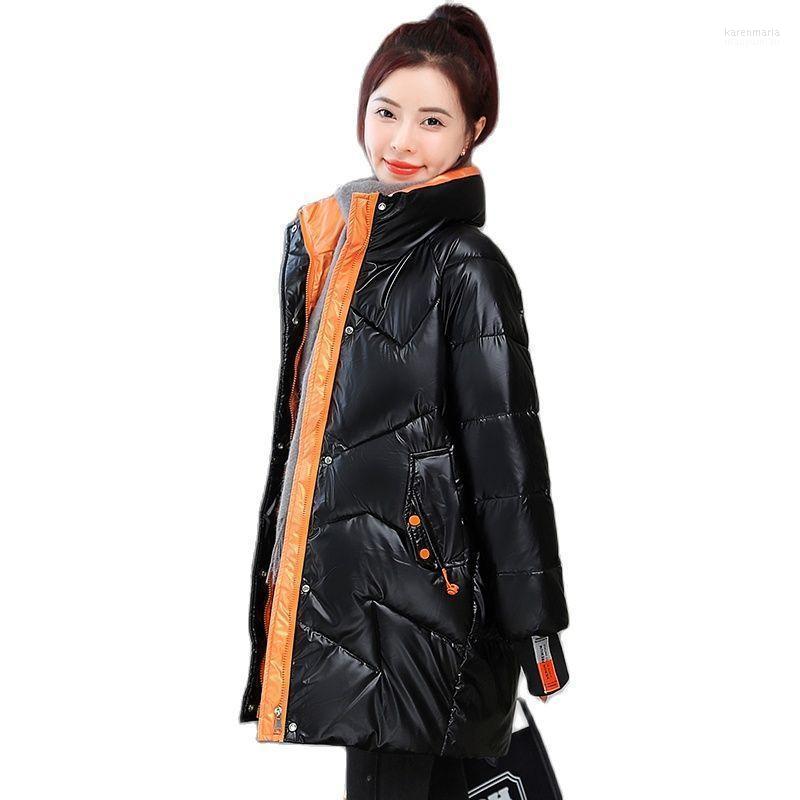 

Women's Down & Parkas Women Winter Coats 2022 Fashion Loose Bright Waterproof Jacket Casual Stand Collar Warm Jackets Padded Cotton Coat Kar, Dark gray