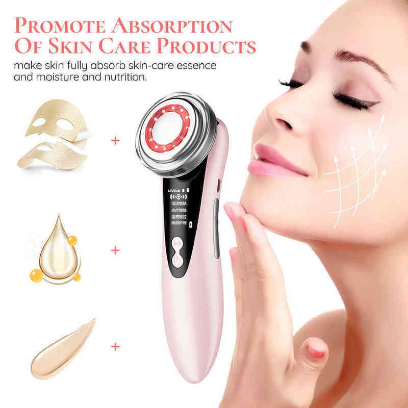 

Face Care Devices Steamerems Facial Massager Led Light Therapy Sonic Vibration Wrinkle Removal Skin Tightening Hot Cool Treatment Beauty Device 220225