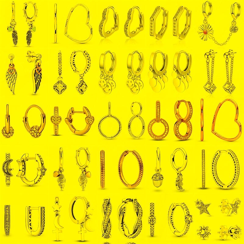 

Hoop & Huggie Sterling Silver Daisy Leaf Drop Earrings Heart Earings Moon Star Circle For Women Fashion Jewelry Female GiftHoop