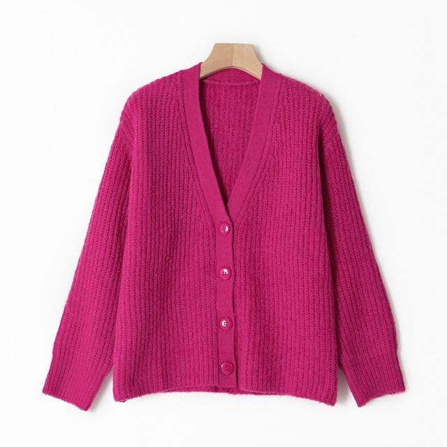 

Women' Knits & Tees Women Knitted Sweater Mohair Wool Blend Single Breasted Loose Jumper V-neck Simple 2 Colors 2022 Spring Female Knit Car, Green