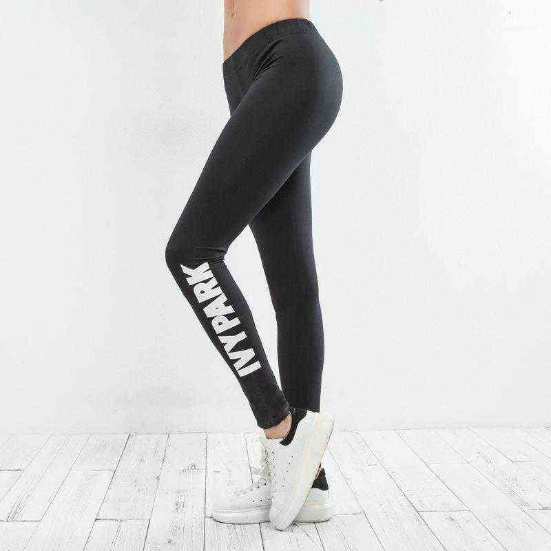 

Hot Ladies Beyonce IVY PARK Letters Print Breathable Stretch Long Pant Skinny Leggings Womens Athletic joggers19QZS, Black