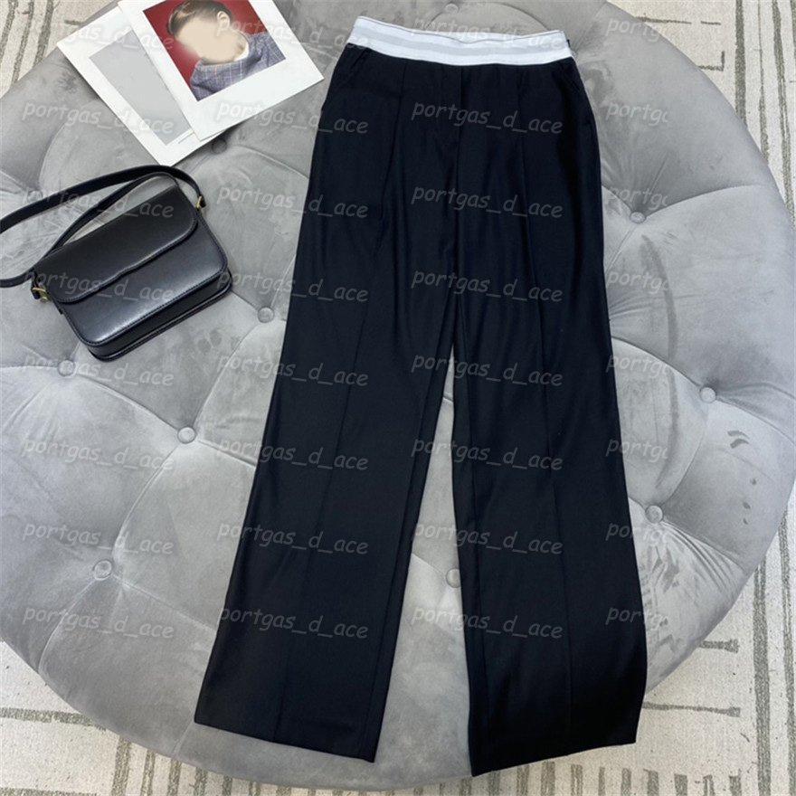 

Luxury Womens Pants Designer Webbing Elastic High Rise Trousers INS Fashion Contrasting Colors Pants, Black with label@