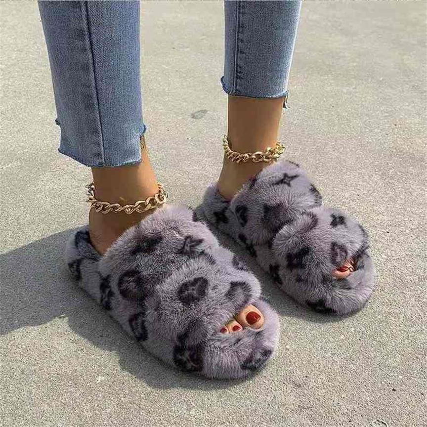 

2021 Winter Indoor Fur Slippers House Full Furry Soft Fluffy Plush Platform Flats Heel Non Slip Luxury Designer Shoes Casual Ladie3052, Pink