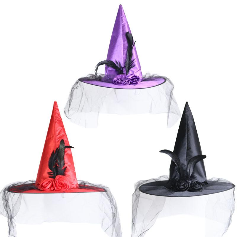 

Ball Caps Halloween Witch Hat Horror Cap Headgear Prank Noble Props Polyester Party Decoration PD003Ball, Purple