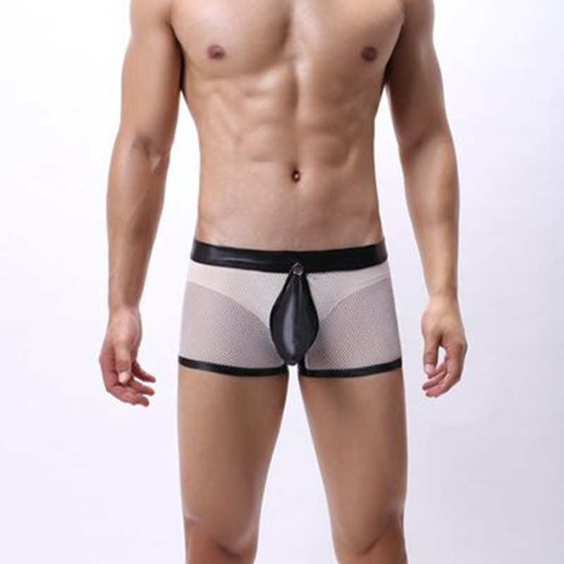 

Mens Low Waist transparent Mesh Sexy Bulge Comfy Shorts Underpants Underwear Sexy High Quality Mens Underclothes Briefs, Black