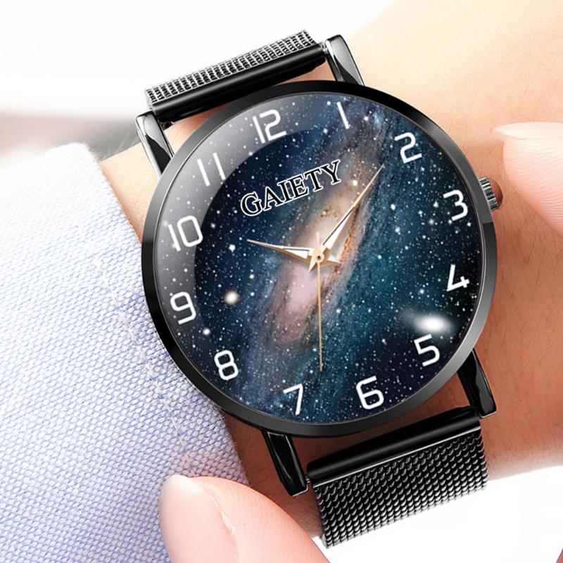 

Wristwatches 2022 Women Men Unisex Watch Sky Luxury Bracelet Rose Gold Stainless Steel Mesh Casual Ladies Relogio Feminino, L brown black