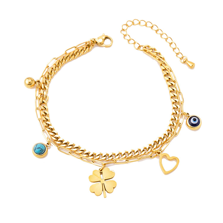 New Arrival Double Layered Clover Charm Bracelet-image-788408939