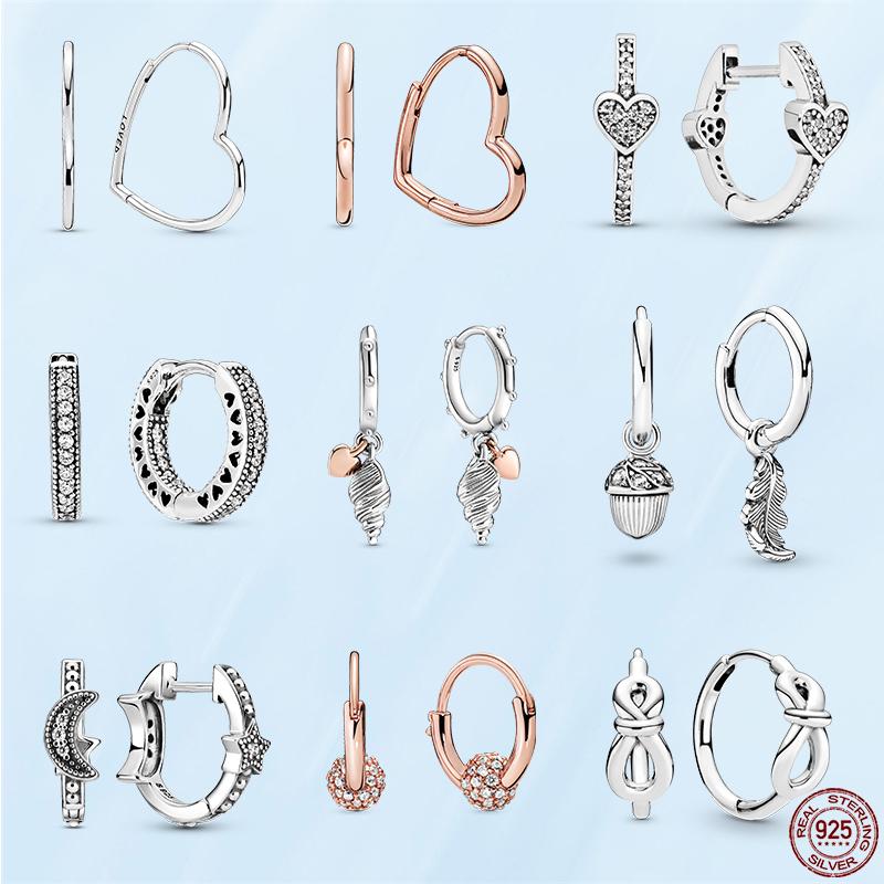 

Stud Silver Earrings 925 Sterling Heart CZ Zircon Round Hoop For Women Fashion Fine Jewelry Gift Earring Making