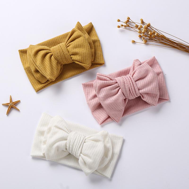 

Hair Accessories Turban Baby Girls Headband Bows For Children Bandages Kids Born Bands Knit Double Layer Head Wraps Cute