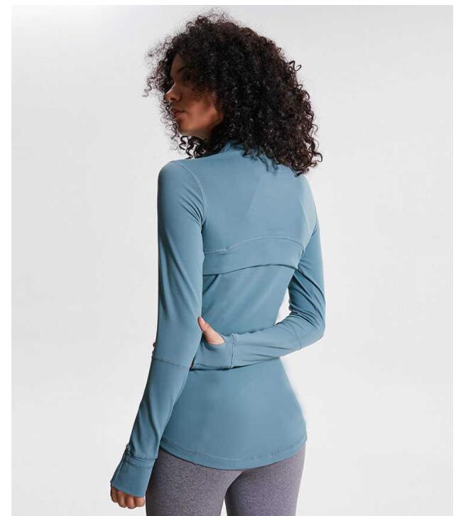 

l78 autumn winter new zipper jacket quickdrying yoga clothes longsleeve thumb hole training running jacket women slim fitness coat, Silver