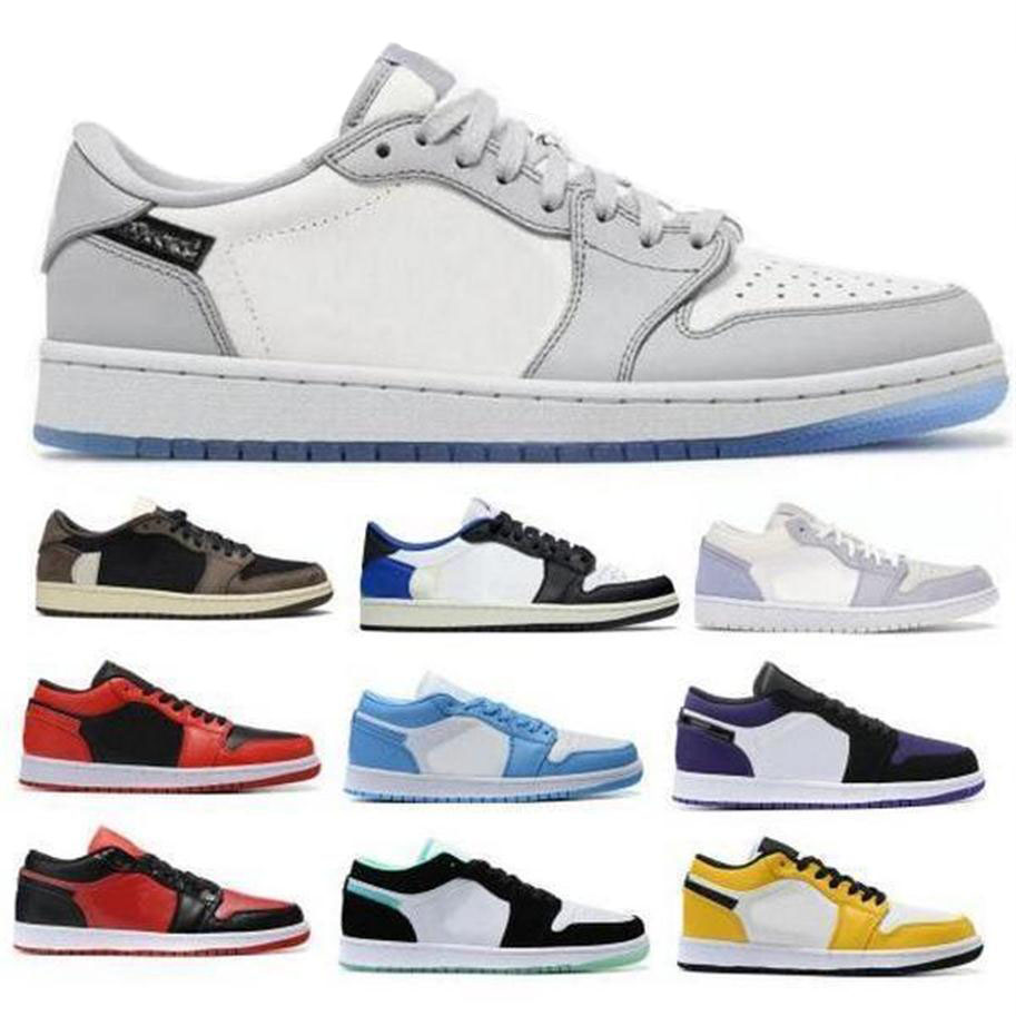 

Jumpman 1 1s Low Travis Scotts Paris Court Purple Reverse sneakers Bred UNC Red Orbit OG Men Women sneaker, Sky blue