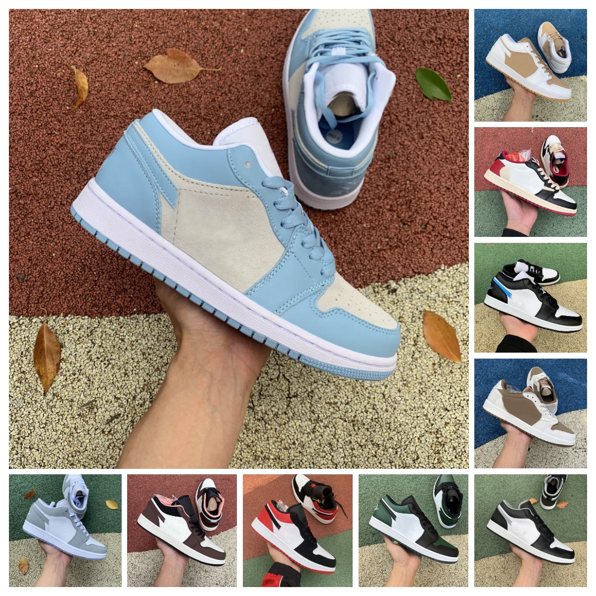 

Jumpman 1 1s Retro Low Basketball Shoes Fragment Travis Scotts Black Phantom Starfish White Brown Red Gold Banned UNC Football Grey Bred Toe Shadow Designer Sneakers, Bubble package bag