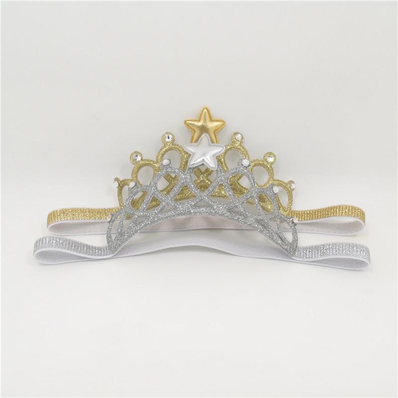 

Headband For Girl Crystal And Star Children Sparkly Birthday Tiara Stretch Elastic Head Band Gold Silver