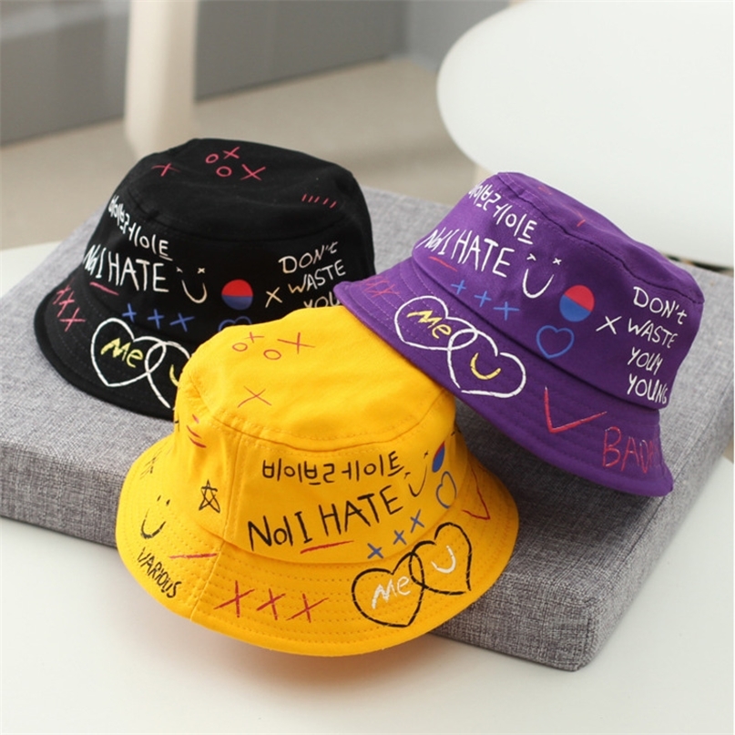 

Spring Summer Childrens Bucket Cap Outdoor Travel Leisure Sunscreen Kids Hats Fashion Simple bet Fisherman Hat 220616, Black