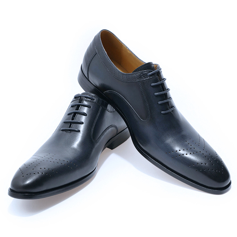 

High Quality Pointed Toe Lace Leather Business Oxford Shoes Solid Color Casual Fashion All-match Professional Banquet Gentleman Classic KB271, Clear