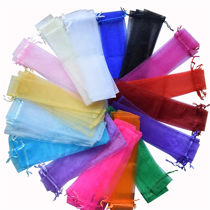

White Drawstring Bag Gift Wrap Organza Folding Hand Fan Pouch Party Wedding Gift Bags