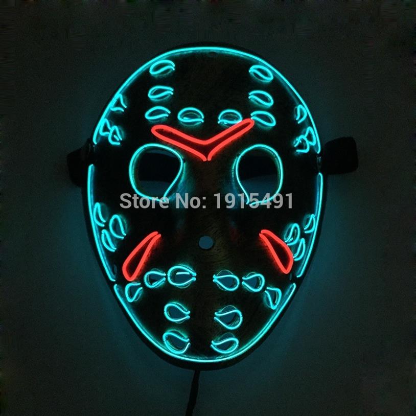 

Friday the 13th The Final Chapter Led Light Up Freddy Figure Mask Music Active EL Fluorescent Horror Mask Hockey Party Lights T200229A