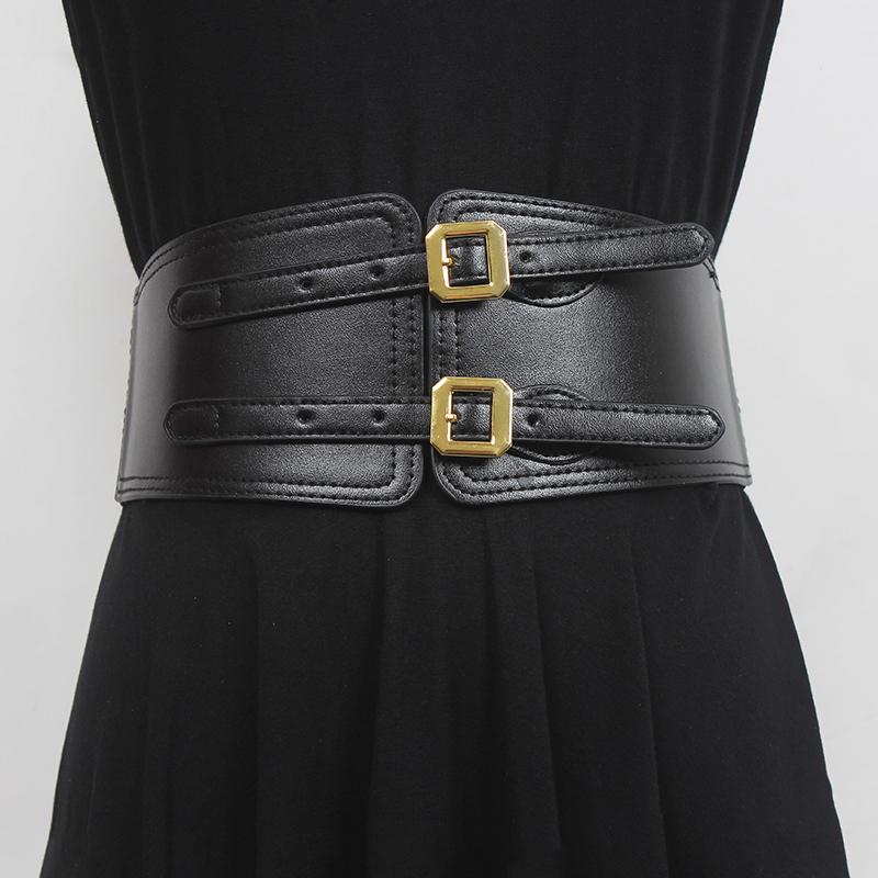 

Belts Pu Leather Black Buckle Wide Elastic Belt Personality Women Fashion Tide All-match Spring Autumn 2022Belts