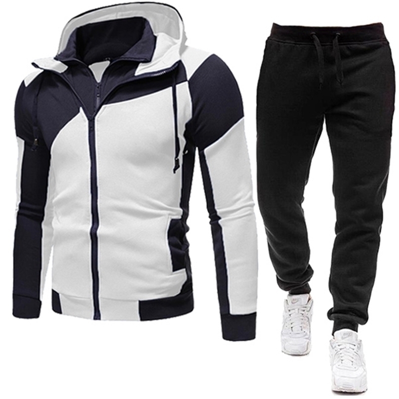 

Brand Men Clothing Sets Tracksuit 2 Piece Sets HoodiesPants Men's Sweater Set Sports Suit Streetswear Jackets 201128, Red 2
