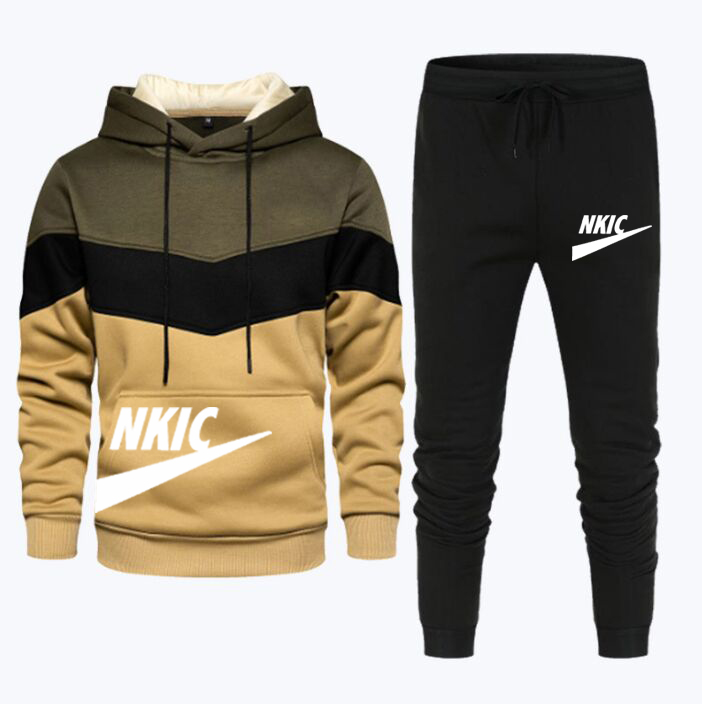 

Mens Splice Tracksuit Autumn Spring Jacket + Sweatpants 2 Pieces Set Male Casual Men's Sportswear Cotton Sweatsuit Brand Clothing