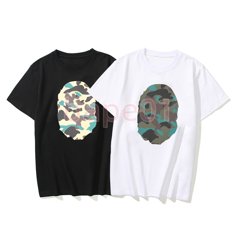 

High Fashion Mens T Shirts Womens Designer Printing Tees Couples Short Sleeve Tops Asian Size M-3XL, White