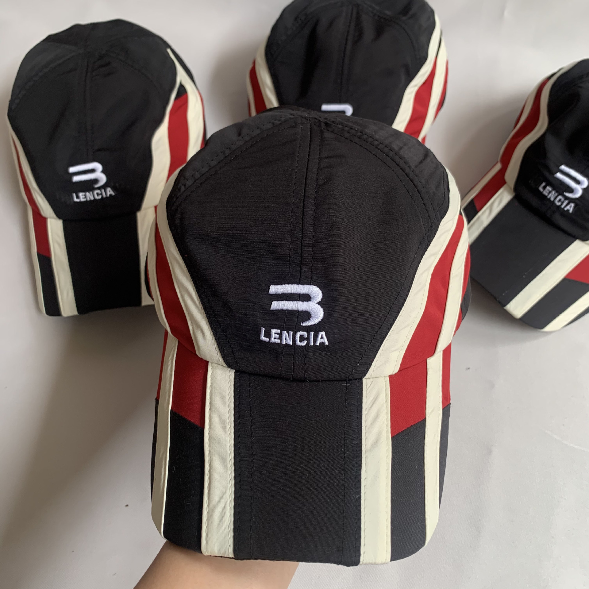 

Mens Baseball Cap Striped Stitching Letters Logo Embroidered Red Stripe Cap 22s Casual Active Sports Hats for Men and Women, Hat only