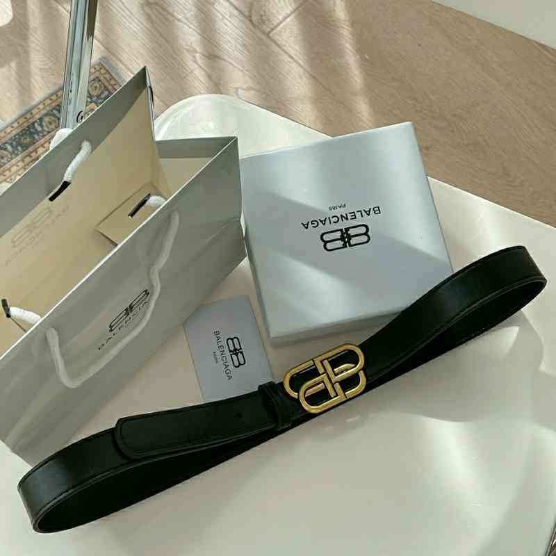 

Balenciga Belts Belt Luxury Calf Men's and Women's Leather Bb Belt Versatile Pants, Black