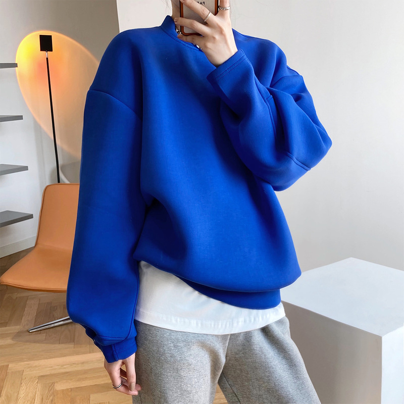 

Women's Hoodies Sweatshirts fashionable space cotton sweater women's spring and autumn thin design loose ins lazy wind air layer top 220824, Sapphire blue