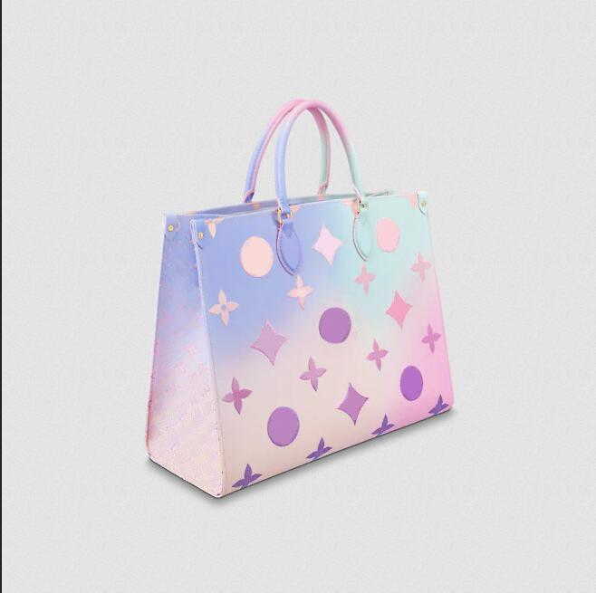 

HH 2022 Designer Onthego PM 25 Tote Bag M59856 Sunrise Pastel Purse Monograms Pattern Handle Bags Luxury Handbag Women CrossBody On The Go 25cm SPRING IN THE CITY, Blue