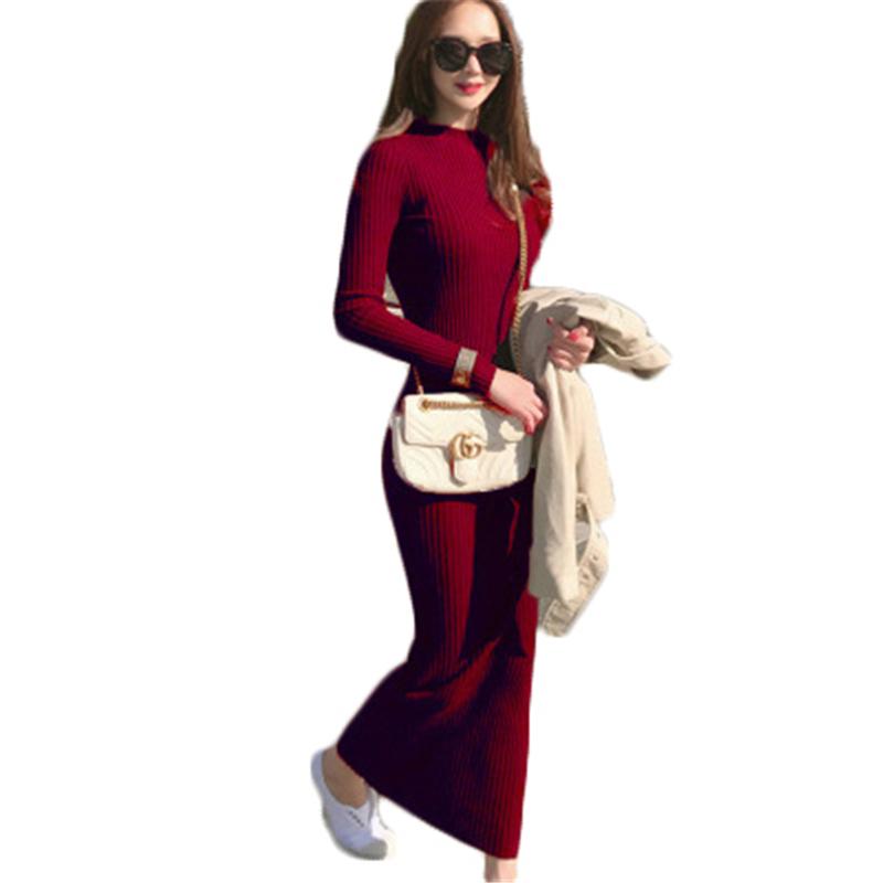 

Casual Dresses Autumn Winter Large Size Women Costumes Vintage Turtleneck Knitted Dress Big Female Sweter Slim Long D846Casual, Black