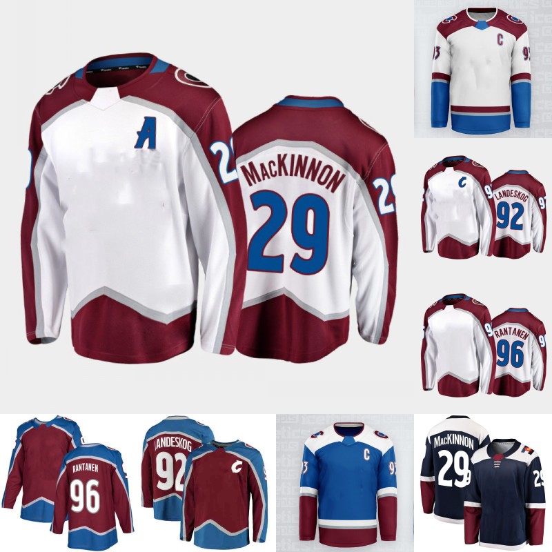

#29 Nathan MacKinnon Jersey 8 Cale Makar 95 Andre Burakovsky 92 Gabriel Landeskog 96 Mikko Rantanen 91 Nazem Kadri 6 Erik Johnson 3 Jack Johnson 43 Darren Helm Jerseys, Mens navy s-xxxl