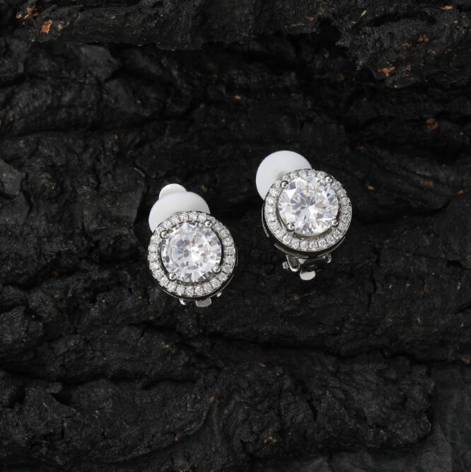 

Fashion Chandelier Earrings Hip Hop Jewelry Brass CZ Setting Ear clip For Party Gift