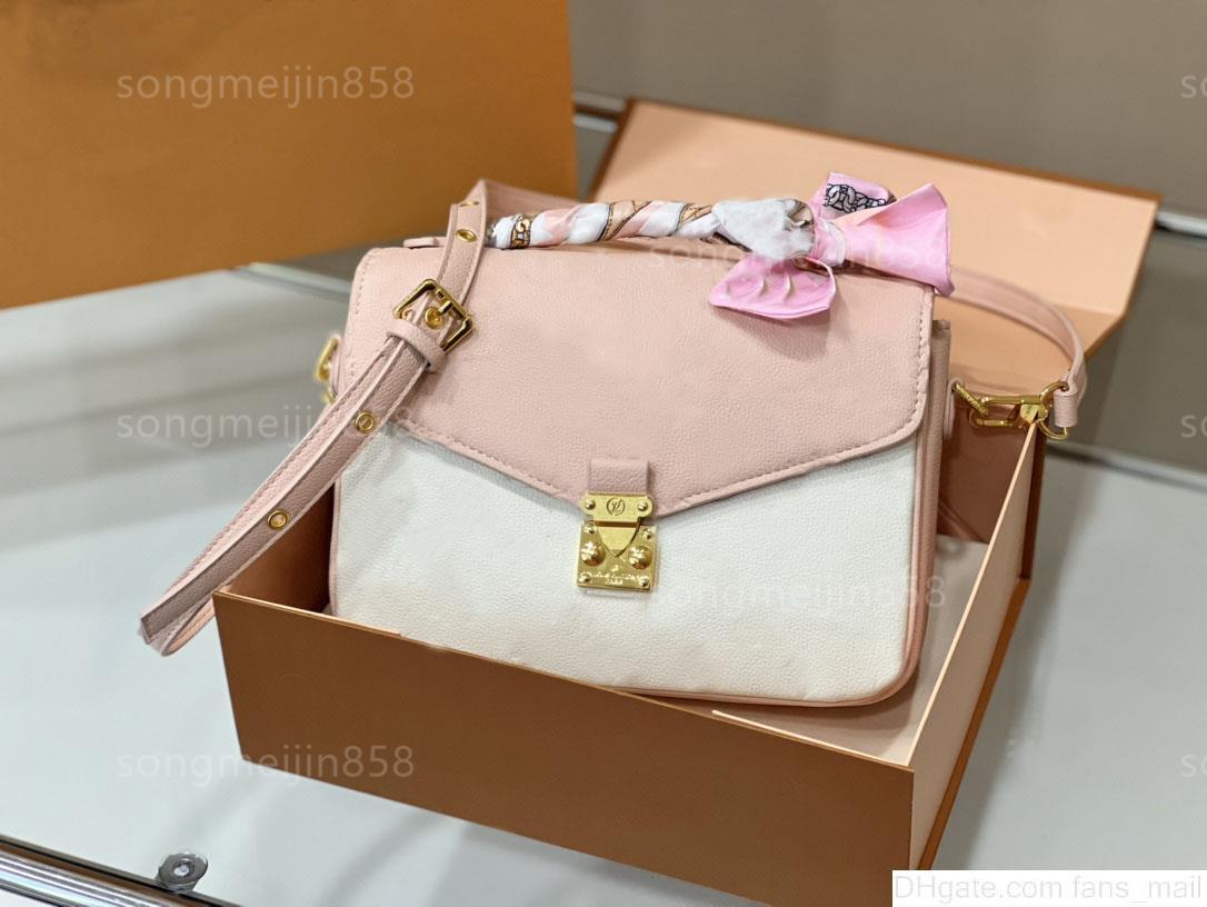 

40780 Embossing Bags messenger package for women luxury brand designer bags handbag Stitching color shoulder crossbody packages tote, Red