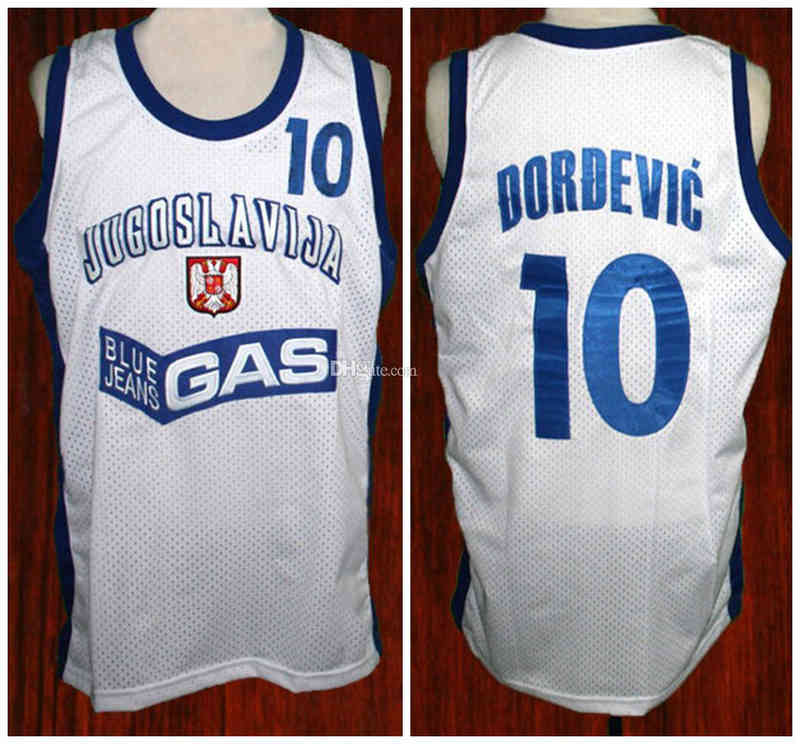 

Yugoslavia Aleksandar Djordjevic #10 Team Jugoslavija Serbia White Retro Basketball Jersey Mens Stitched Custom Any Number Name Jerseys