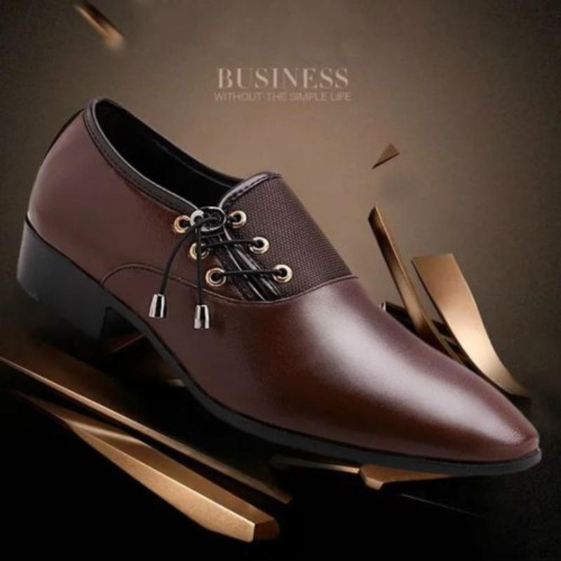 

Dress Shoes Men Leather Fashion Pointed Toe Business Formal Casual Wedding, Black